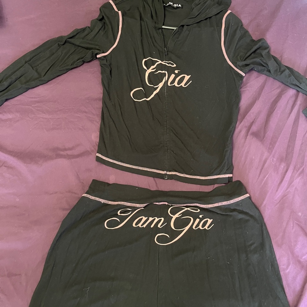 I.AM.GIA Black Jumpsuit with Pink Trim